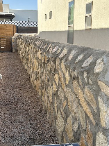 Backyard rock wall in El Paso TX