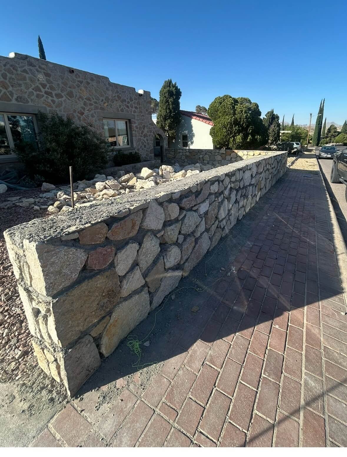 Residential rock wall in El Paso TX