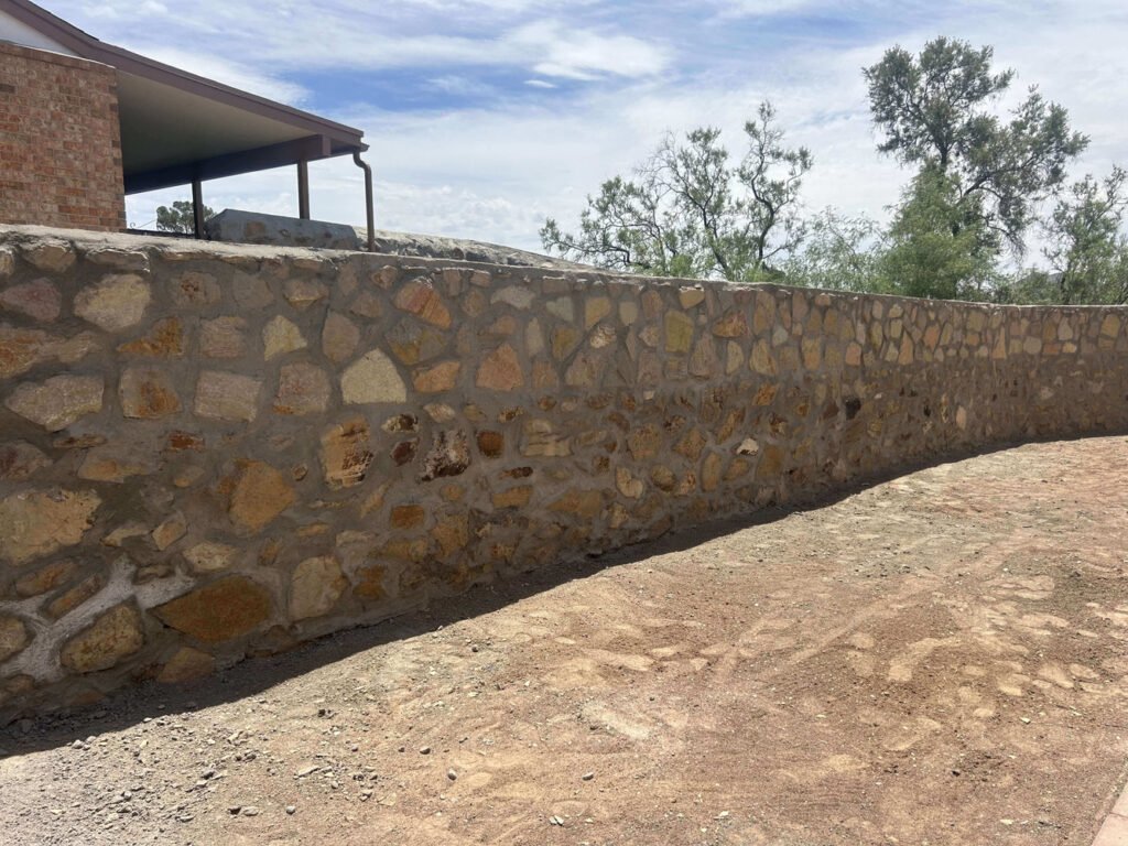 Residential rock wall in El Paso, Texas
