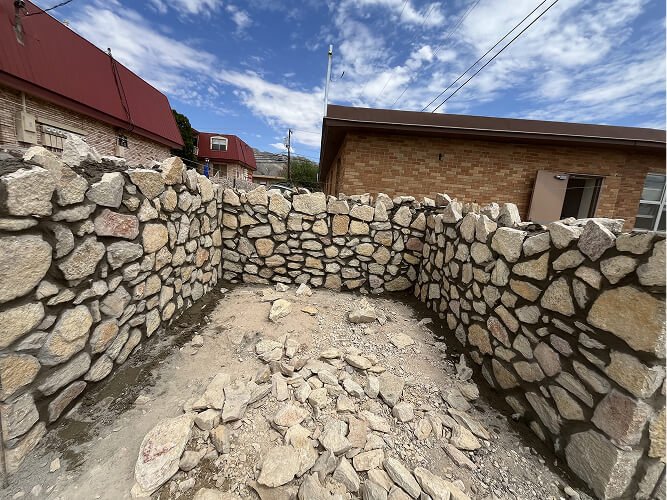 Rock wall construction repair in El Paso Texas