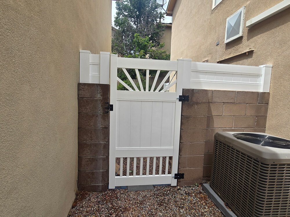 Single door vinyl picket gate in Albuquerque NM